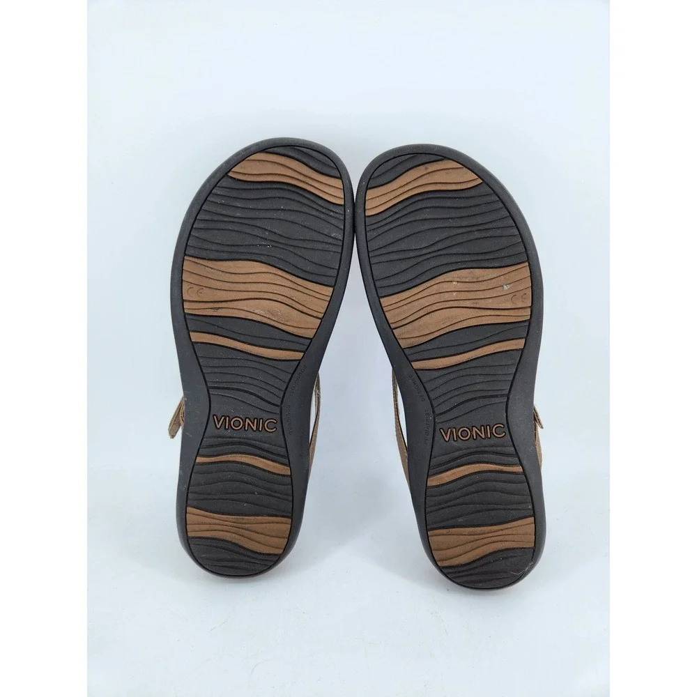 Vionic Park Orchid Thong Sandals Womens 9 Bronze‎ Metallic Gold Ring Orthaheel